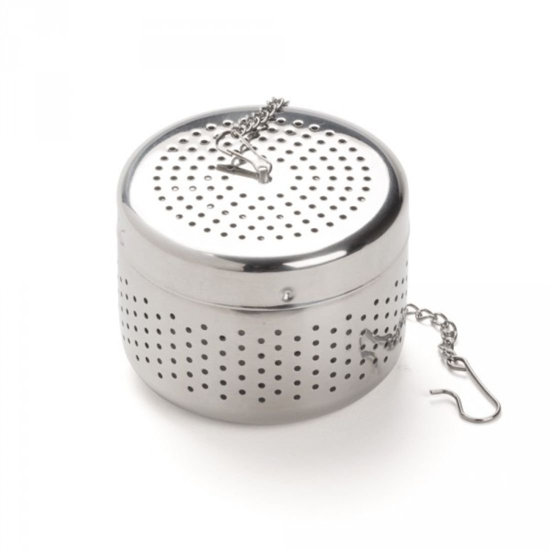 chrome-plated-stainless-steel-cylindrical-tea-ball.jpg Στρογγυλό φίλτρο τσαγιού με αλυσίδα διαμ. 5,5 εκ - Image 1